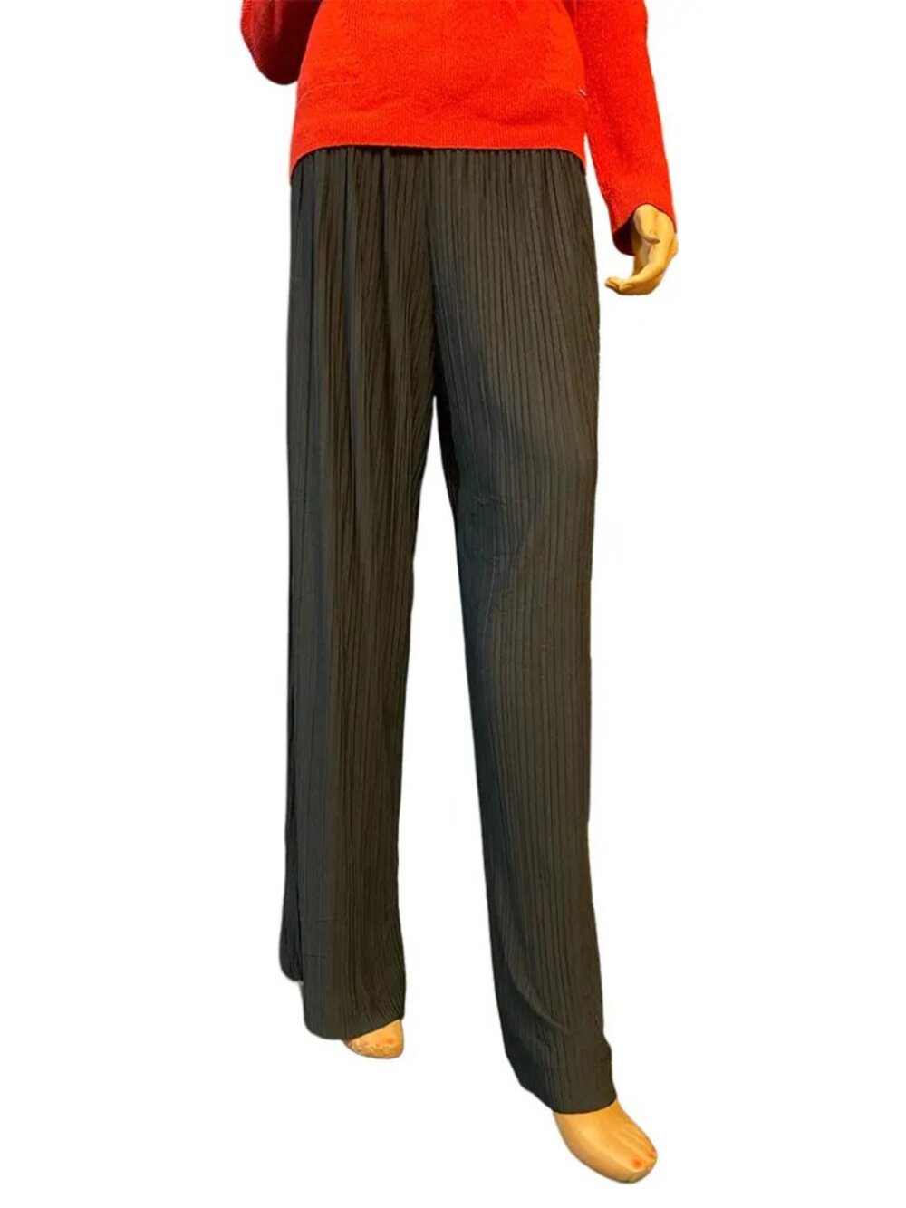 Alfani Wide Leg Plissé Pleated Pants Black Size Medium